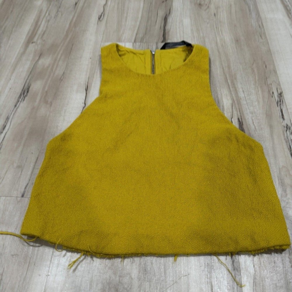 Women’s Zara Yellow Top Blouse Zip Up Size Xsmall Xs - Picture 2 of 6